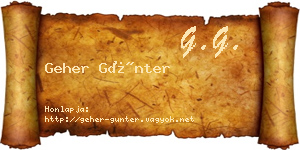 Geher Günter névjegykártya